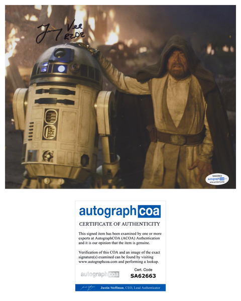 JIMMY VEE Signed STAR WARS Autograph 8x10 Photo R2-D2 Solo Last Jedi ACOA COA