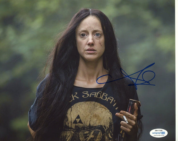 Andrea Riseborough Signed MANDY Autograph 8x10 Photo Horror Movie Actress ACOA