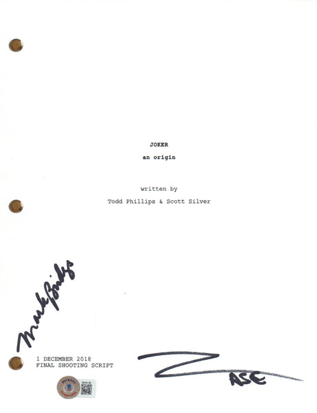 Mark Bridges & Lawrence Sher Signed Autograph Joker Movie Script Beckett COA