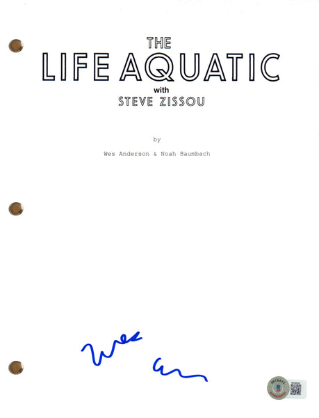 Wes Anderson Signed The Life Aquatic With Steve Zissou Movie Script Beckett COA