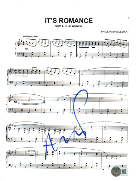 Alexandre Desplat Signed Autograph Little Women It's Romance Sheet Music BAS COA