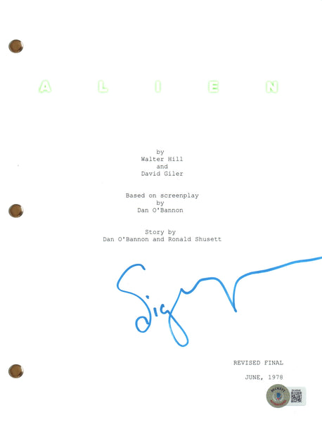 Sigourney Weaver Signed Autograph Alien Full Movie Script Screenplay Beckett COA