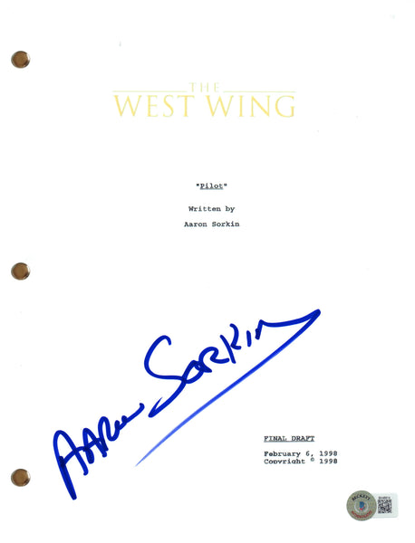 Aaron Sorkin Signed Autograph The West Wing Pilot Script Screenplay Beckett COA