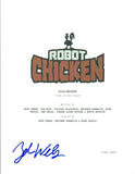 Zeb Wells Signed Autographed ROBOT CHICKEN  Pilot Episode Script COA VD