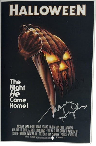 Halloween Cast Signed 12x18 Movie Poster Nick Castle Kyle Richards Loomis ACOA