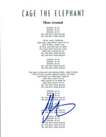Matt Shultz Signed Autographed Cage The Elephant MESS AROUND Lyric Sheet COA
