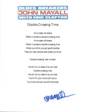 John Mayall Signed The Bluesbreakers DOUBLE CROSSING TIME Lyric Sheet COA