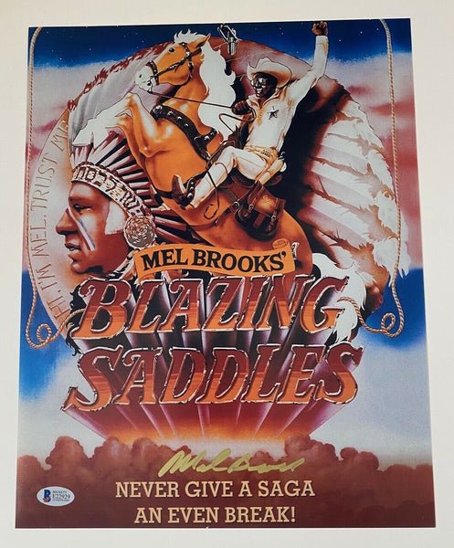 Mel Brooks Signed Autographed 11x14 Photo BLAZING SADDLES BAS Beckett COA