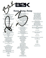 Raz-B Signed Autographed B2K BUMP, BUMP, BUMP Song Lyric Sheet COA