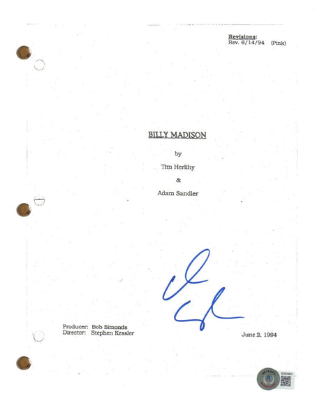 Adam Sandler Signed Autograph Billy Madison Movie Script Screenplay Beckett COA