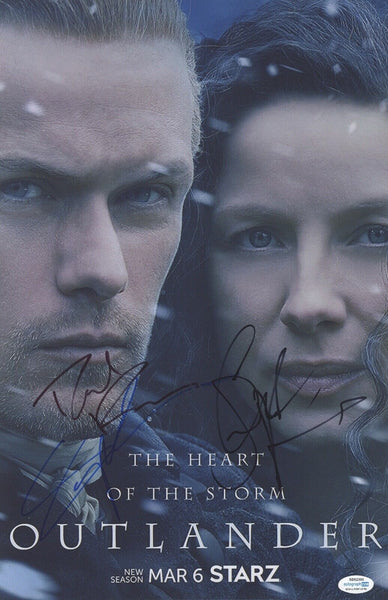 Outlander Cast Signed 11x17 Poster Photo Sam Heughan Caitriona Balfe x4 ACOA COA