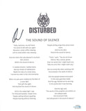David Draiman Signed Disturbed The Sound of Silence Song Lyric Sheet ACOA COA