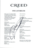 Mark Tremonti Signed Autographed Creed ONE LAST BREATH Lyric Sheet COA