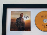 Andrea Bocelli Signed Autographed BELIEVE Framed CD Cover Display Opera COA