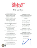 Corey Taylor Signed Slipknot Wait and Bleed 8.5x11 Lyric Sheet Beckett COA