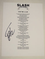 Brent Fitz Signed Autograph Slash & The Conspirators You're A Lie Lyric Sheet