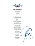 Jonathan Cain Signed Autograph Journey Don't Stop Believin' Lyric Sheet COA
