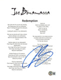 Joe Bonamassa Signed Autographed Redemption Song Lyric 8.5x11 Sheet Beckett COA