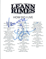 Leann Rimes Signed Autographed "How Do I Live" Song Lyric Sheet COA VD