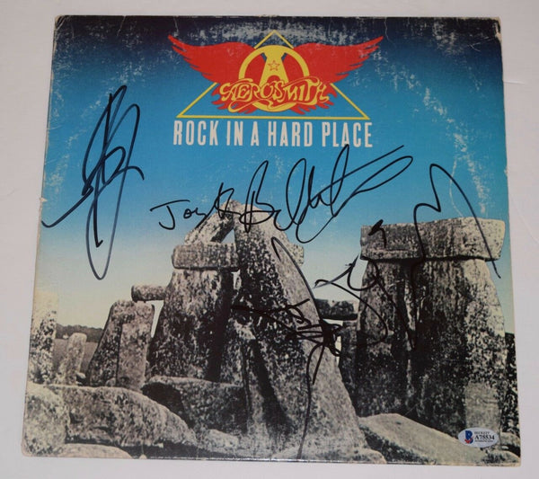 Aerosmith Full Band Signed Autographed ROCK IN A HARD PLACE Record Album BAS COA