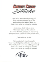 Tommy Chong Signed Autographed Cheech & Chong's "EARACHE MY EYE" Lyric Sheet COA