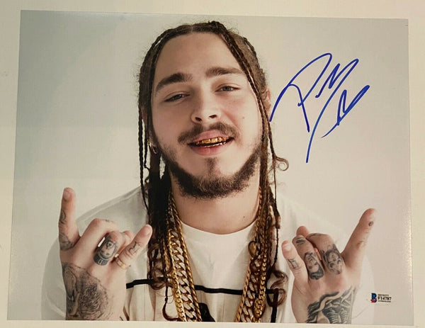 Post Malone Signed Autographed 11x14 Photo Hollywood's Bleeding Beckett BAS COA