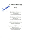 Johnny Mathis Signed Autograph MISTY Song Lyric Sheet COA