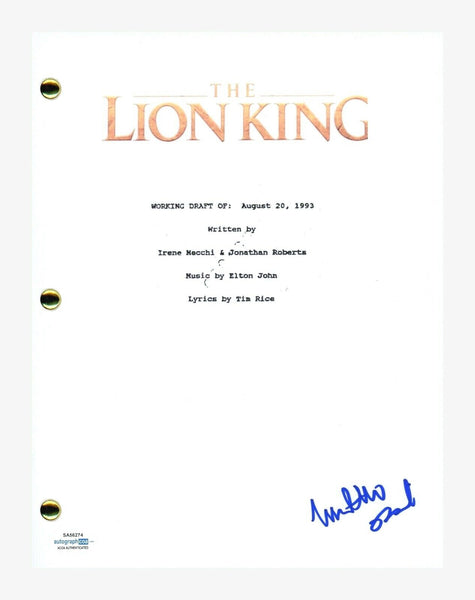 Matthew Broderick Signed Autographed The Lion King Movie Script ACOA COA