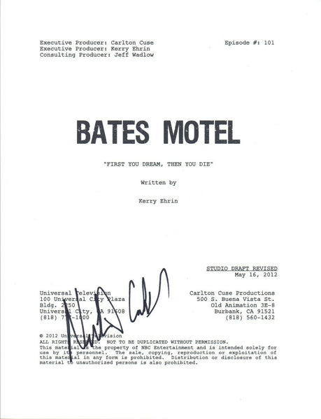 Nestor Carbonell Signed Autographed BATES MOTEL Pilot Episode Script COA