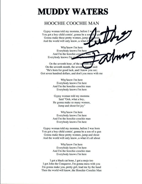 Luther Guitar Junior Johnson Signed Muddy Waters HOOCHIE COOCHIE MAN Lyric Sheet