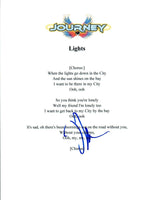 Neal Schon Signed Autographed Journey LIGHTS Song Lyric Sheet COA