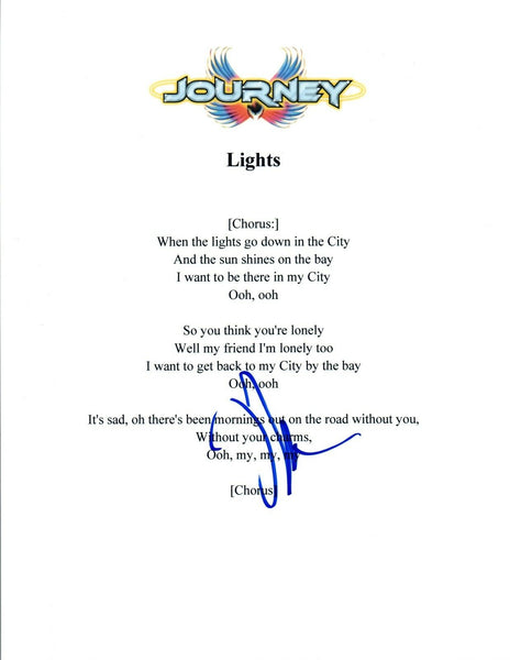 Neal Schon Signed Autographed Journey LIGHTS Song Lyric Sheet COA