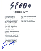 Eric Harvey Signed Autographed SPOON "Inside Out" Song Lyric Sheet COA VD