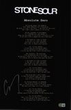 Corey Taylor Signed Stone Sour Absolute Zero Lyrics 11x17 Poster Beckett COA