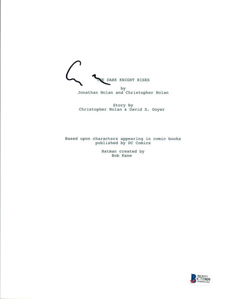 Christopher Nolan Signed Autograph THE DARK KNIGHT RISES Script Beckett BAS COA