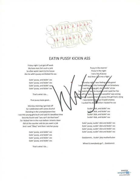 Wheeler Walker Jr Signed Autographed Song Lyric Sheet ACOA COA