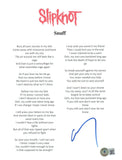 Corey Taylor Signed Autographed Slipknot Snuff 8.5x11 Lyric Sheet Beckett COA