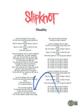 Corey Taylor Signed Autographed Slipknot Duality 8.5x11 Lyric Sheet Beckett COA