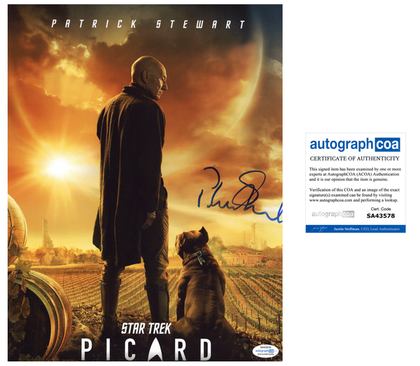 Patrick Stewart Signed Autographed 11x14 Photo Star Trek Picard ACOA COA