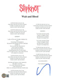 Corey Taylor Signed Slipknot Wait and Bleed 8.5x11 Lyric Sheet Beckett COA