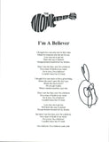 Jeff Barry Signed Autograph The Monkees I'M A BELIEVER Lyric Sheet Producer COA