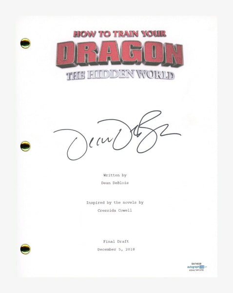 Dean DeBlois Signed How To Train Your Dragon The Hidden World Script ACOA COA