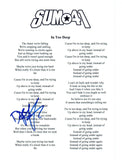Deryck Whibley Signed Autographed IN TOO DEEP Song Lyric Sheet SUM 41 COA