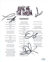 Bring Me The Horizon Signed Autographed Doomed Lyric Sheet Oli
