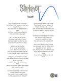 Corey Taylor Signed Autographed Slipknot Snuff 8.5x11 Lyric Sheet Beckett COA