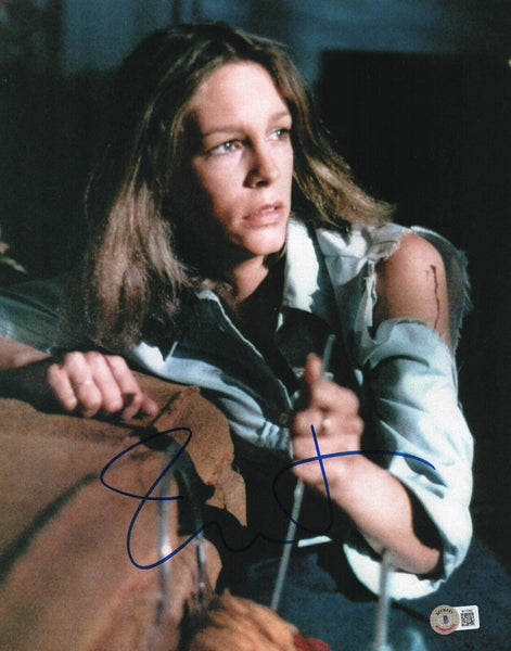 Jamie Lee Curtis Halloween Signed Autograph 11x14 Photo Laurie Strode BAS COA