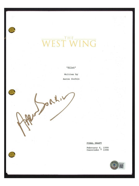 Aaron Sorkin Signed Autograph The West Wing Pilot Script Screenplay Beckett COA