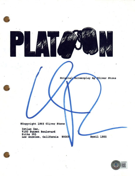 Willem Dafoe Signed Autograph Platoon Full Movie Script Screenplay Beckett COA