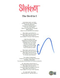 Corey Taylor Signed Slipknot The Devil In I 8.5x11 Lyric Sheet Beckett COA