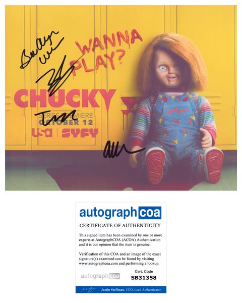 Chucky Cast Signed 8x10 Photo Horror Series Zackary Arthur +3 Child's Play ACOA